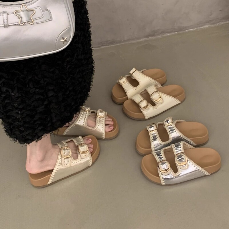 Soft Leather Version ~ Thick-Soled Birkenstock Slippers for Women's Summer Outer Wear 2025 New Hot Style Flip-Flops High-Bottom Sandals