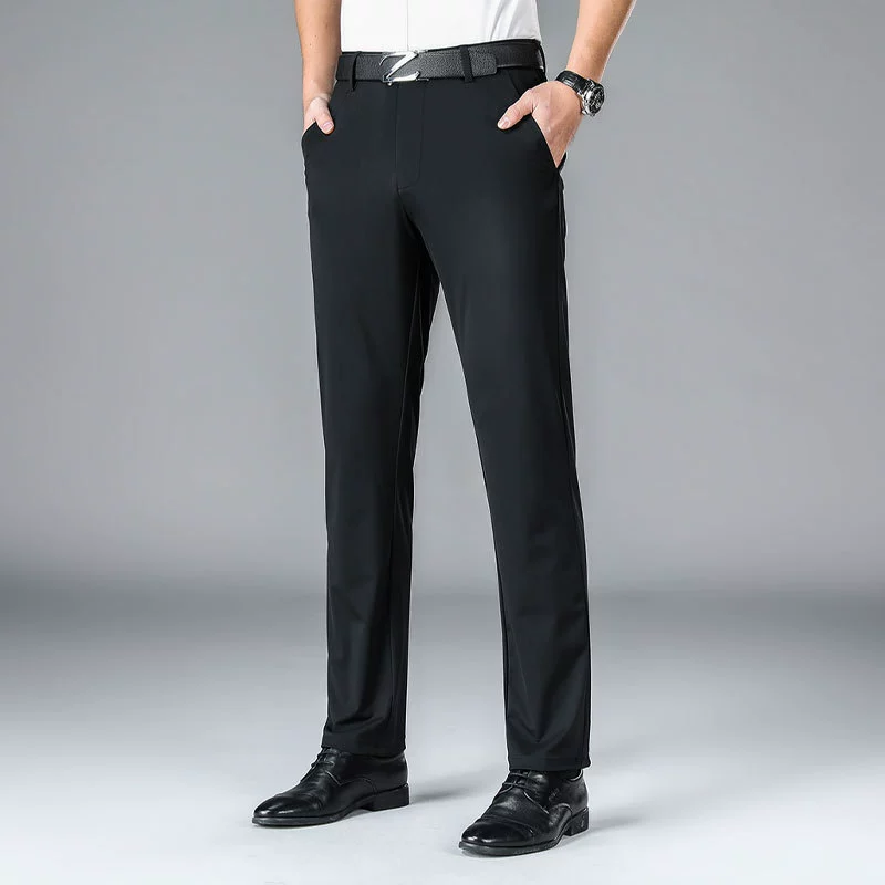 Elastic silk thin summer trousers, loose straight fit, high waist, wholesale