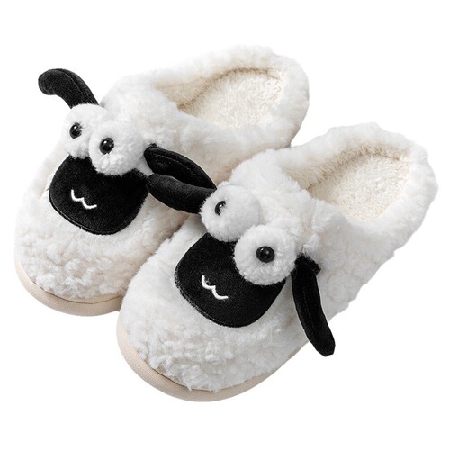 Couple cute little sheep cartoon cotton slippers for men and women winter home indoor warm and comfortable confinement shoes ins
