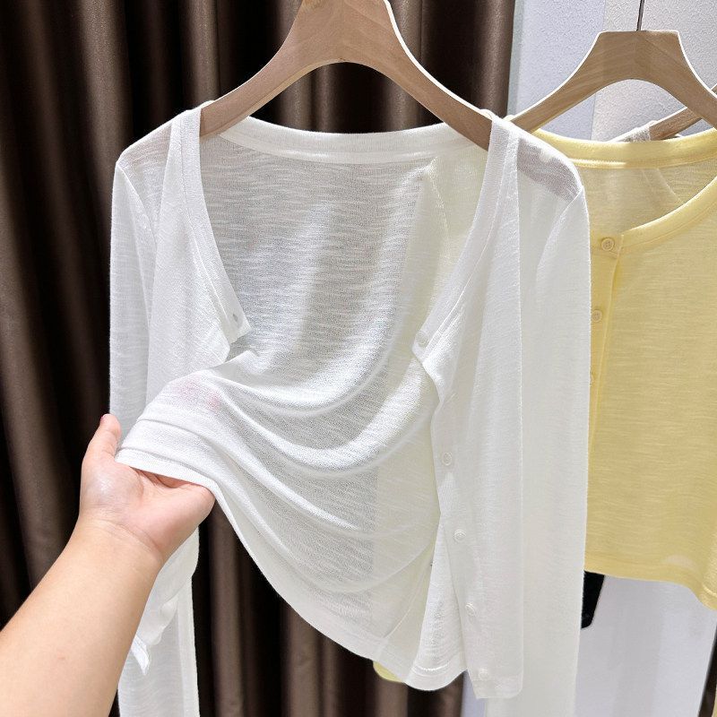 Soft and Lightweight Bamboo Silk Sun-Protective Long-Sleeve Cardigan for Women, 2026 Summer Beach Cover-Up Shawl Air Conditioning Cover-Up