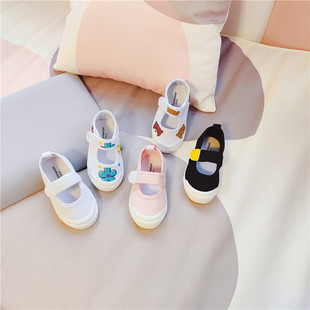 Pmfootwear Spring Kidsren's Monochrome Canvas Shoes Baby Velcro Small Sneakers Shell Toe Boys and Girls Shoes