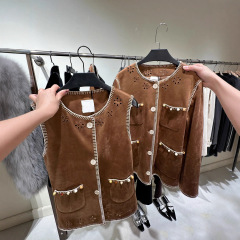 OD设计师品牌25秋冬新品撞色包边箱形仿麂皮外套重工刺绣上衣女