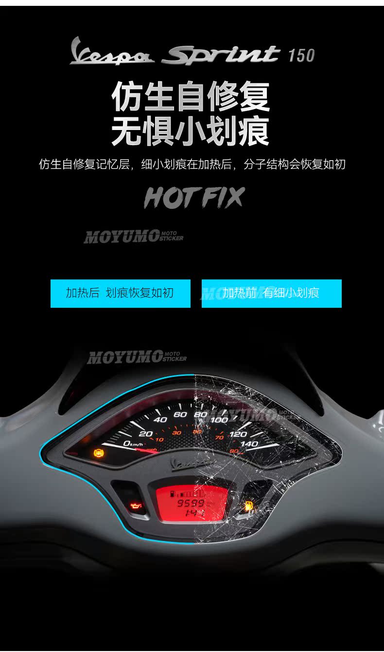 Suitable for Vespa Sprint, Sprint 150: instrument panel film, display screen film, headlight protective film, and modification accessories