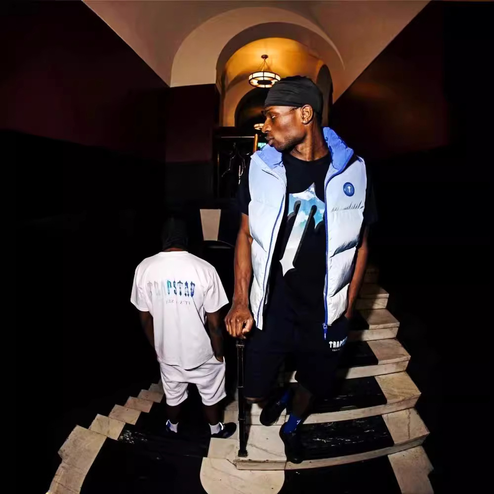 Venta al por mayor trampa gradiente letra cabeza de tigre manga corta europea y americana alta calle moda marca trampa estrella impresa camiseta suelta estrella