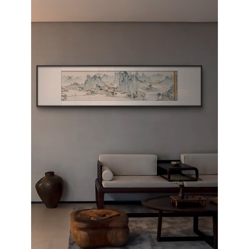 新中式客厅沙发背景墙山水装饰画日式横幅茶室书房民宿禅意挂画
