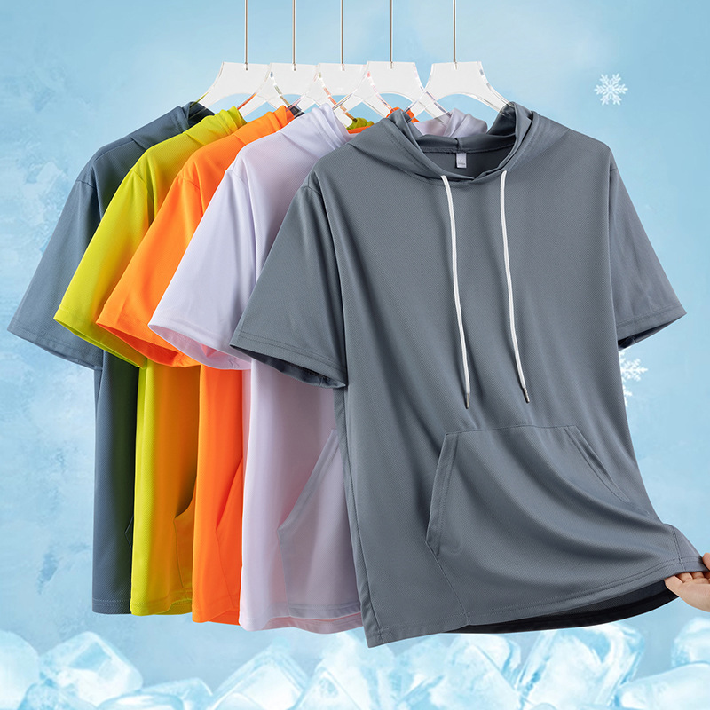 Summer short T hooded vest new men's sports short sleeve fashion fashion brand loose breathable T-shirt leisure sports Summer short T hooded vest new men's sports short sleeve fashion fashion brand loose breathable T-shirt leisure sports