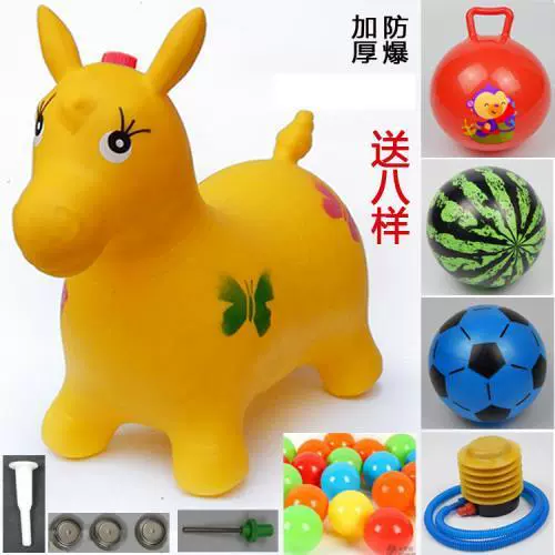 Inflatable toy for jumping, music pony, increased thickness