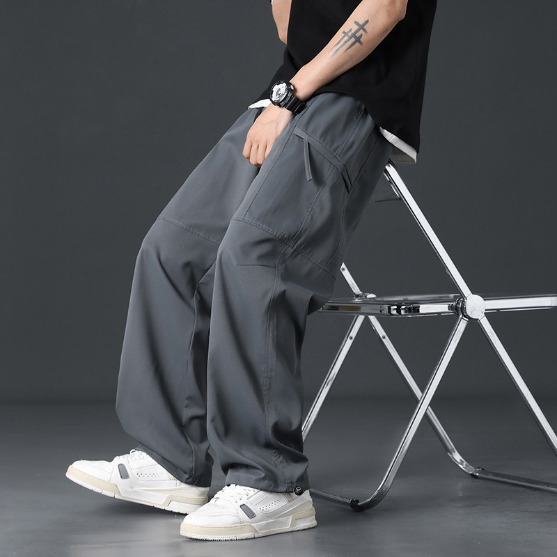 Summer Thin Cargo Pants for 12-Year-Old Boys, 13-Year-Old Junior High School Students, 14-Year-Old Children, 15-Year-Old Loose Straight Casual Pants