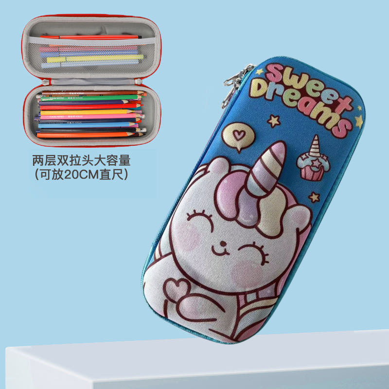 Estudiantes de primaria lindos dibujos animados 3D estereoscópicos caja de papelería caja de lápiz EVA anti-caída a prueba de presión coreana bolsas de lápiz para niños al por mayor