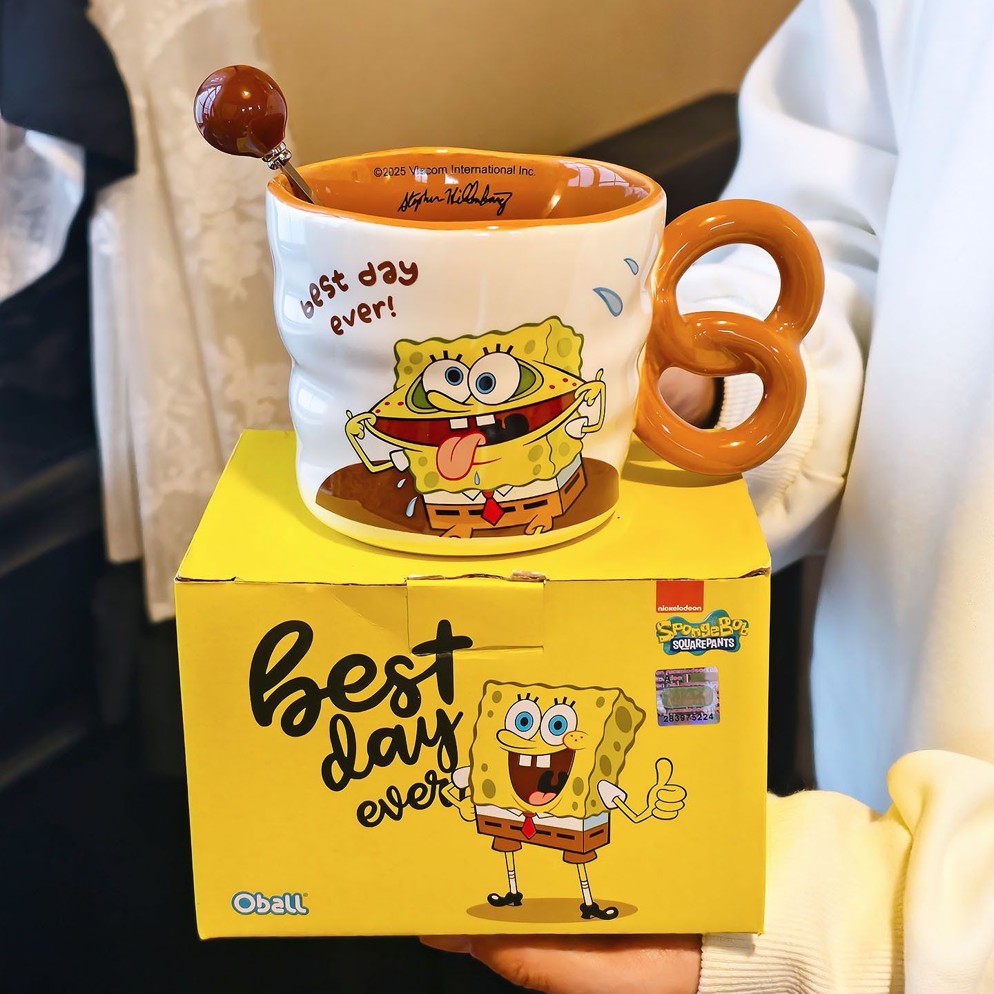 Auténtico SpongeBob cerámica marca taza doméstica 2025 nuevo trabajo de oficina de alto valor taza de café de oficina