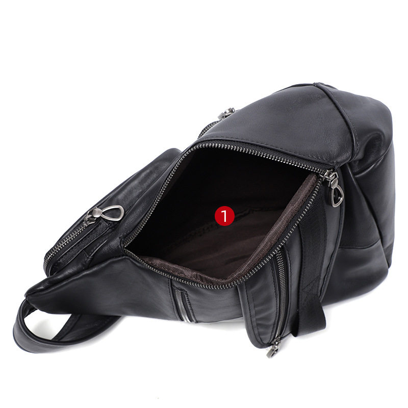 Túi đeo chéo nam da bò thật 24×13×39 cm , chống trộm — Màu đen
