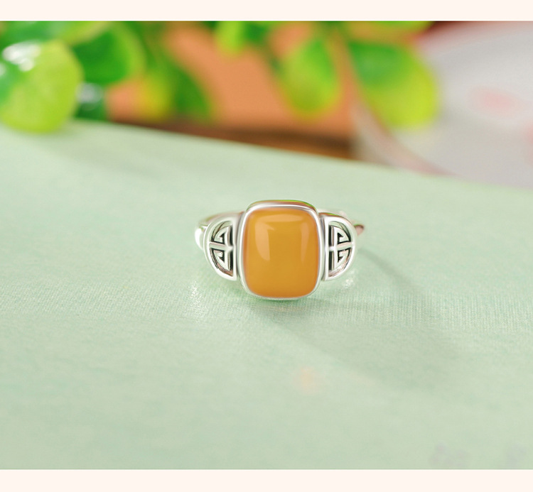Nhẫn bạc S925 hình hươu khắc họa tiết sáp ong cổ điển phong cách hoang dã — Mở một size chi tiết 4