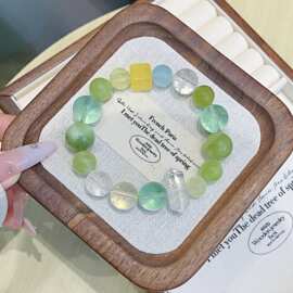 天然绿萤石单圈手链 手串时尚原创设计女款 可塘批发珠宝水晶手饰