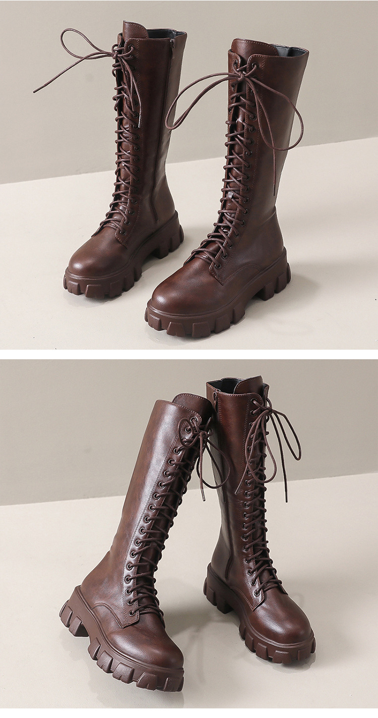 Women's Black Over-the-knee Platform Cowboy Boots With Side Zip_voghion.com
