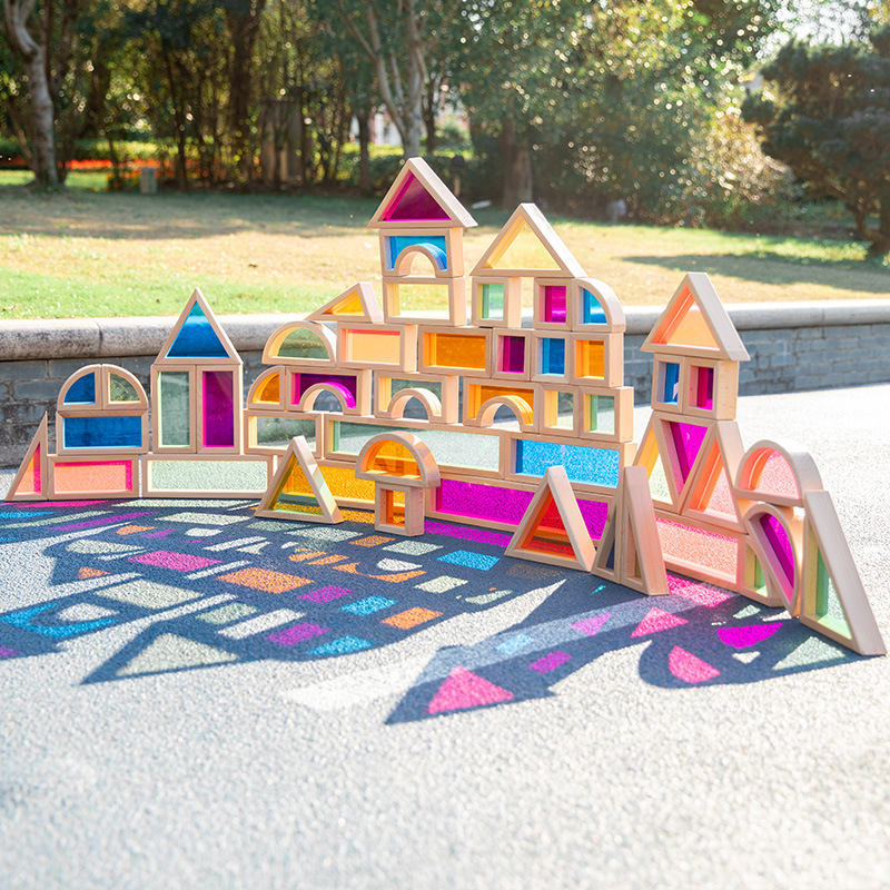 Bloques de construcción acrílicos de gran tamaño ventas directas de fábrica niños creativos juguetes de jardín de infantes translúcidos de color grande