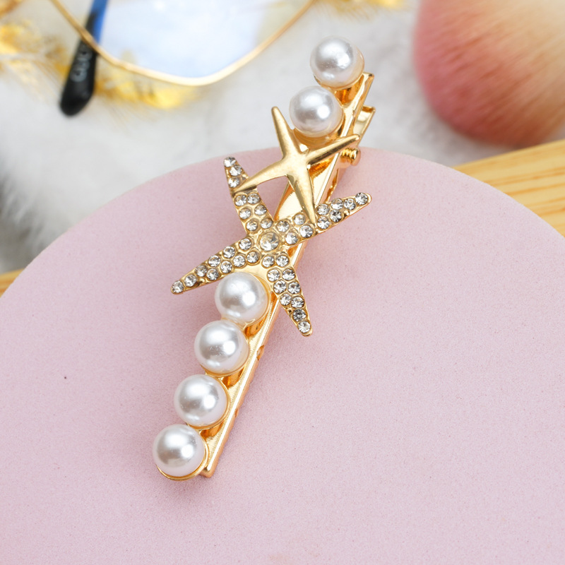 Fairy Style Bow Knot Metal Inlay Rhinestones Pearl Hair Clip 1 Piece display picture 5