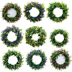Cross-border simulated plant garland full of gypsophila eucalyptus ring door decoration plastic fake flowers and water plants wedding decoration pendant