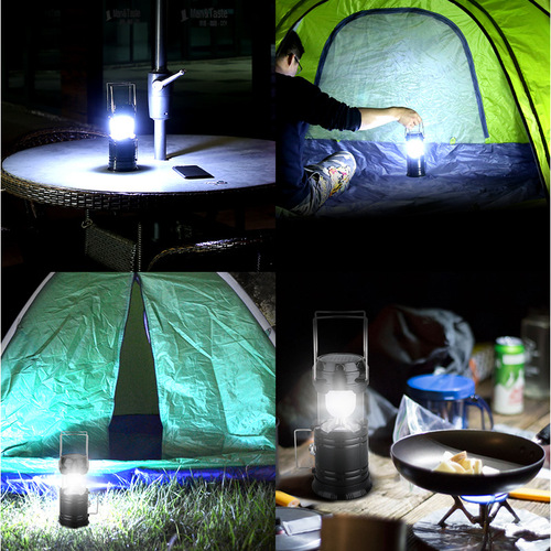 Solar camping lantern Multifunctional LED outdoor waterproof rechargeable light Portable USB rechargeable camping light