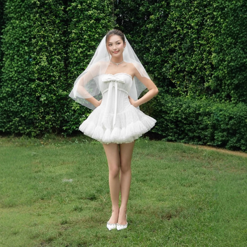 Vietnamese Niche Tube Top Birthday Party Dress 2025 New Classy Accessible Luxury Short Sweet Princess Dress