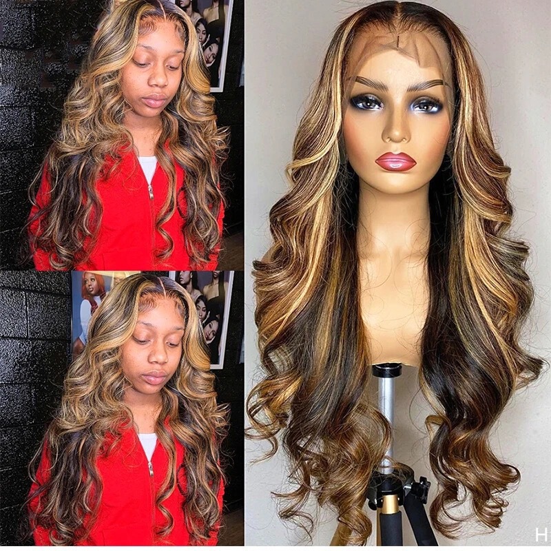 Front Lace Wig European and American Women 13*4 Front Lace Gradient Wig Long Curly Hair Real Wig Headgear