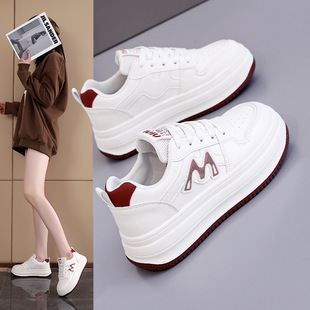 Soft Leather Thick Bottom White Shoes Women's 2025 Spring and Autumn New Explosions Sports Casual Shoes Increased All-match Board Shoes NK-871