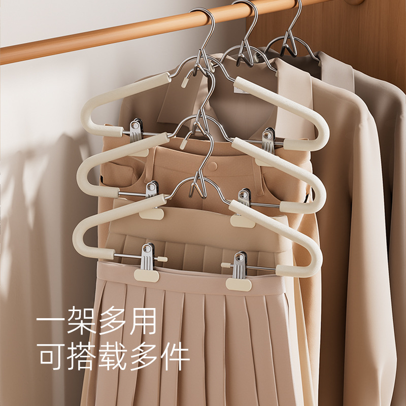 Transfronterizos venta caliente esponja percha con abrazadera para dormitorios domésticos sin marcas antideslizantes JK falda uniformes escolares chinos ropa de vestir