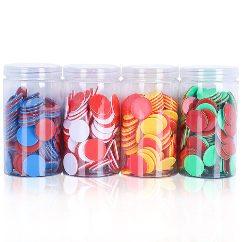 Red and Blue Dual-Color 25mm Plastic Counting Tiles for Kindergarten and First Grade Math Teaching Aids