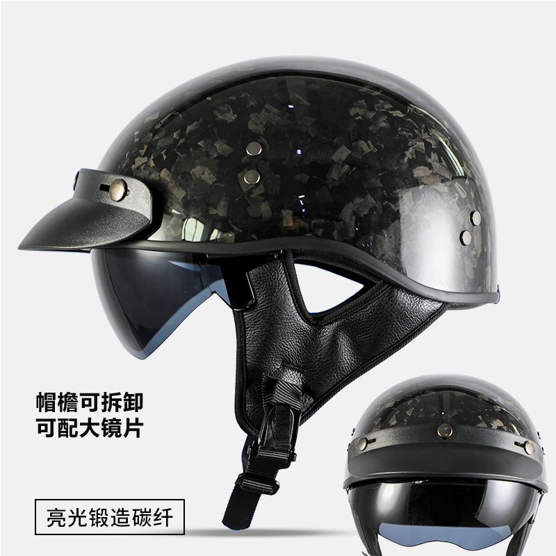 Motosiklet kaskı (dəbilqə) — Motuoche Summer Helmet Retro - glossy-black-3k-carbon-fiber-m