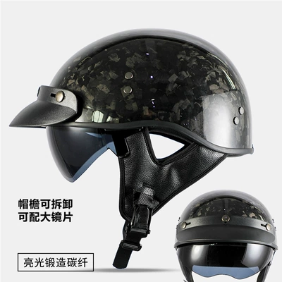 Motosiklet kaskı (dəbilqə) — helmet 888 retro - bright-black-forged-carbon-fiber-m