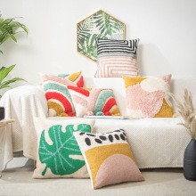 新款簇绒圈绒抱枕套现代简约美式风靠垫套跨境专供亚马逊现货供应