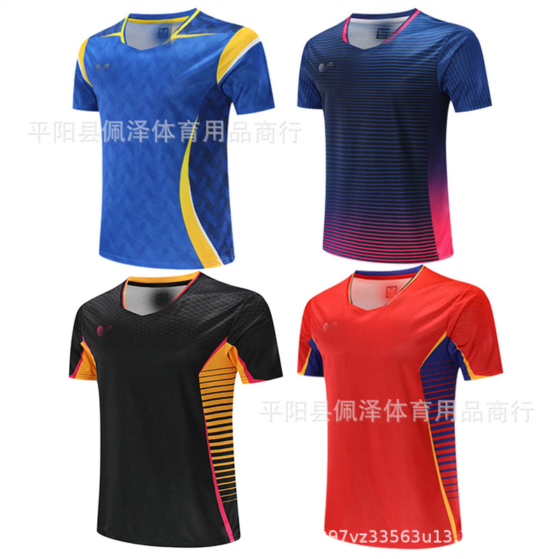 新型卓球スポーツウェア速乾通気半袖男女児童同金専門卓球訓練服印字|undefined