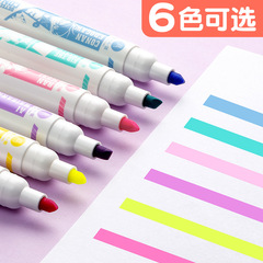Hobby Konan Dual-Head Fluorescent Pen 6 Colors, Erasable & Reusable, Large Capacity Highlighter Fluorescent Candy Color Note Marking