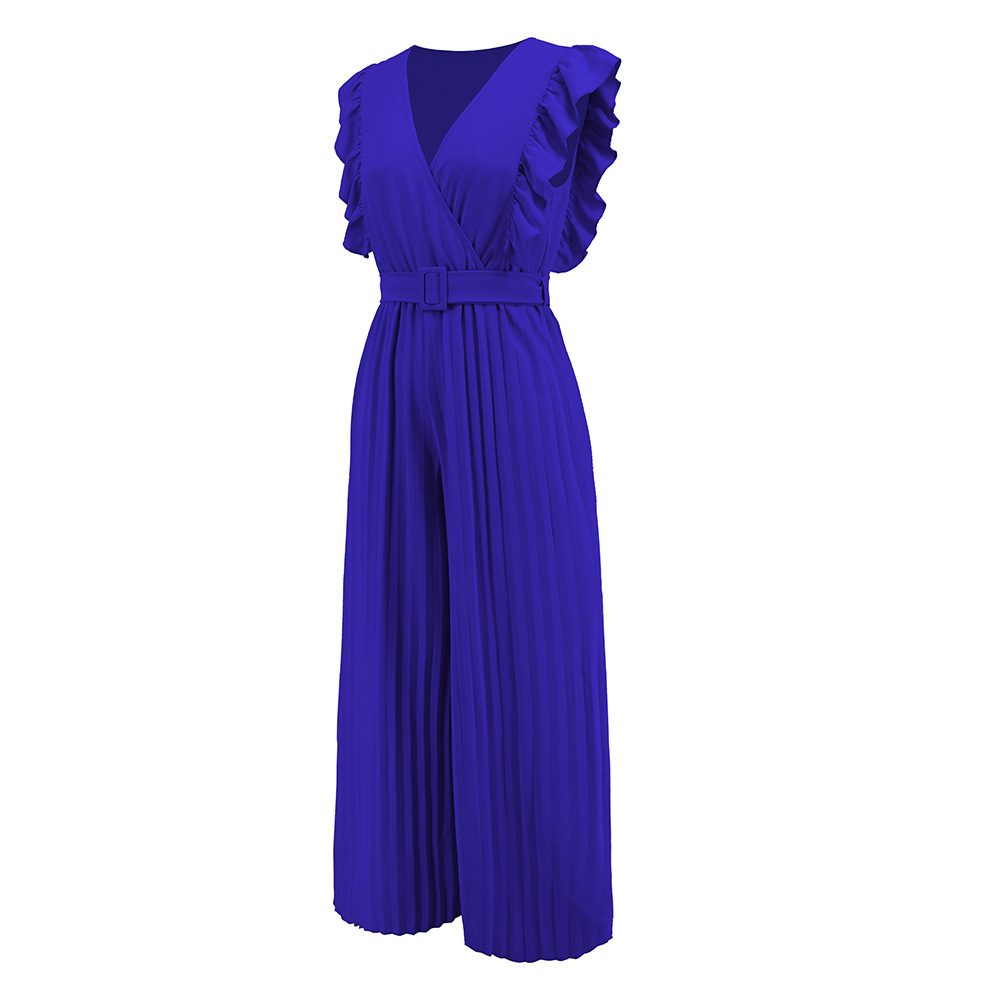Fashion Solid Color Polyester Ankle-Length Patchwork Jumpsuits