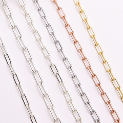 S925純銀ins冷淡風中性方形十字鏈DIY半成品鏈長O字橢圓長方鏈子