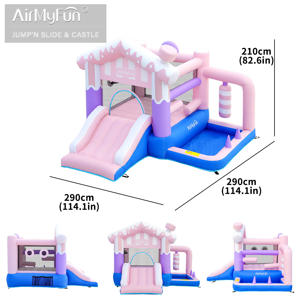 AMF | Castillo inflable para niños, para interiores y exteriores, tobogán inflable, trampolín, piscina de olas, parque de atracciones infantil pequeño para uso doméstico