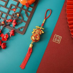 Gold-Plated Plastic Golden Lucky Bag Gourd Ingot Plant Bonsai Decoration Spring Festival Hanging Ornaments New Year Windmill Hanging Ornaments