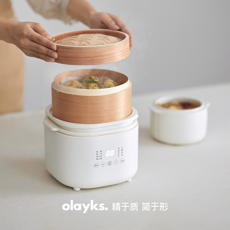 Olayks欧莱克電気シチュー鍋知能燕巣シチュー1l煮物鍋煮粥神器家庭用隔水電気シチュー|undefined