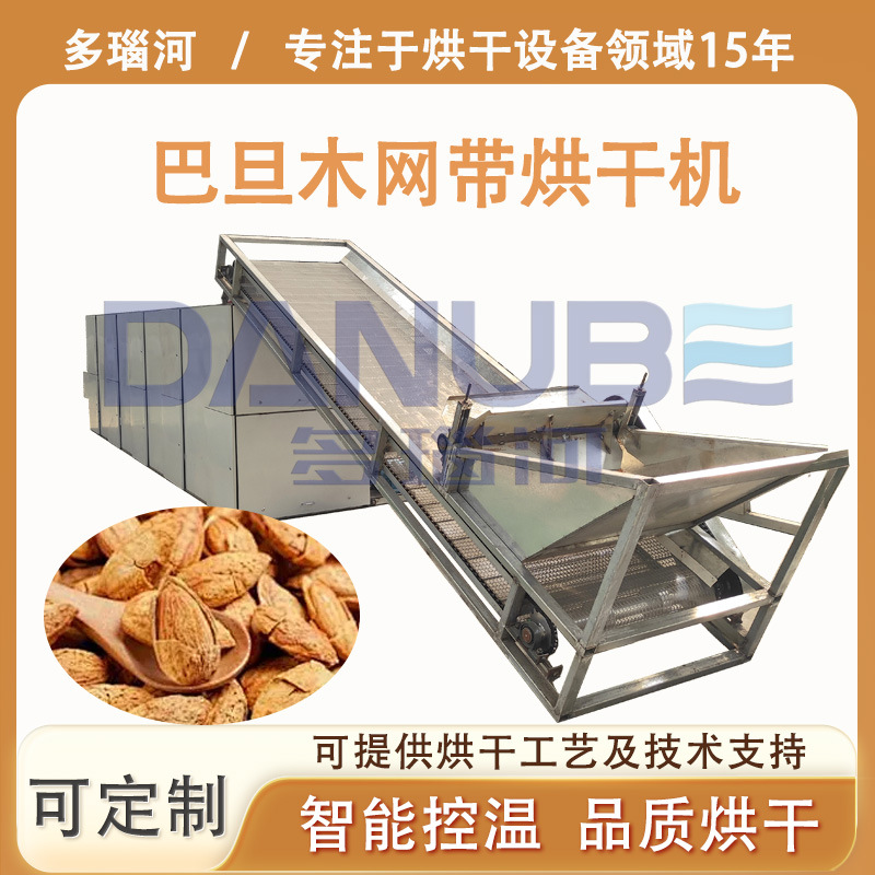 杏仁扁桃仁薄壳烘干设备 大型坚果类烘烤机 巴旦木烘干机网带式