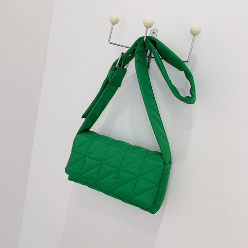 Early autumn new Korean style trendy women's shoulder cotton bag  simple and elegant handbag fashion plaid cotton bag