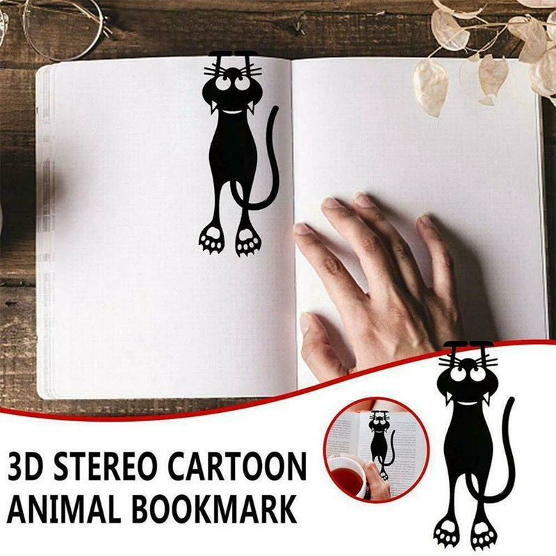 Creative Hollow Plastic Bookmark Hollow Bookmark Bookmark Black Hanging Bookmark 3D Cat Plastic
