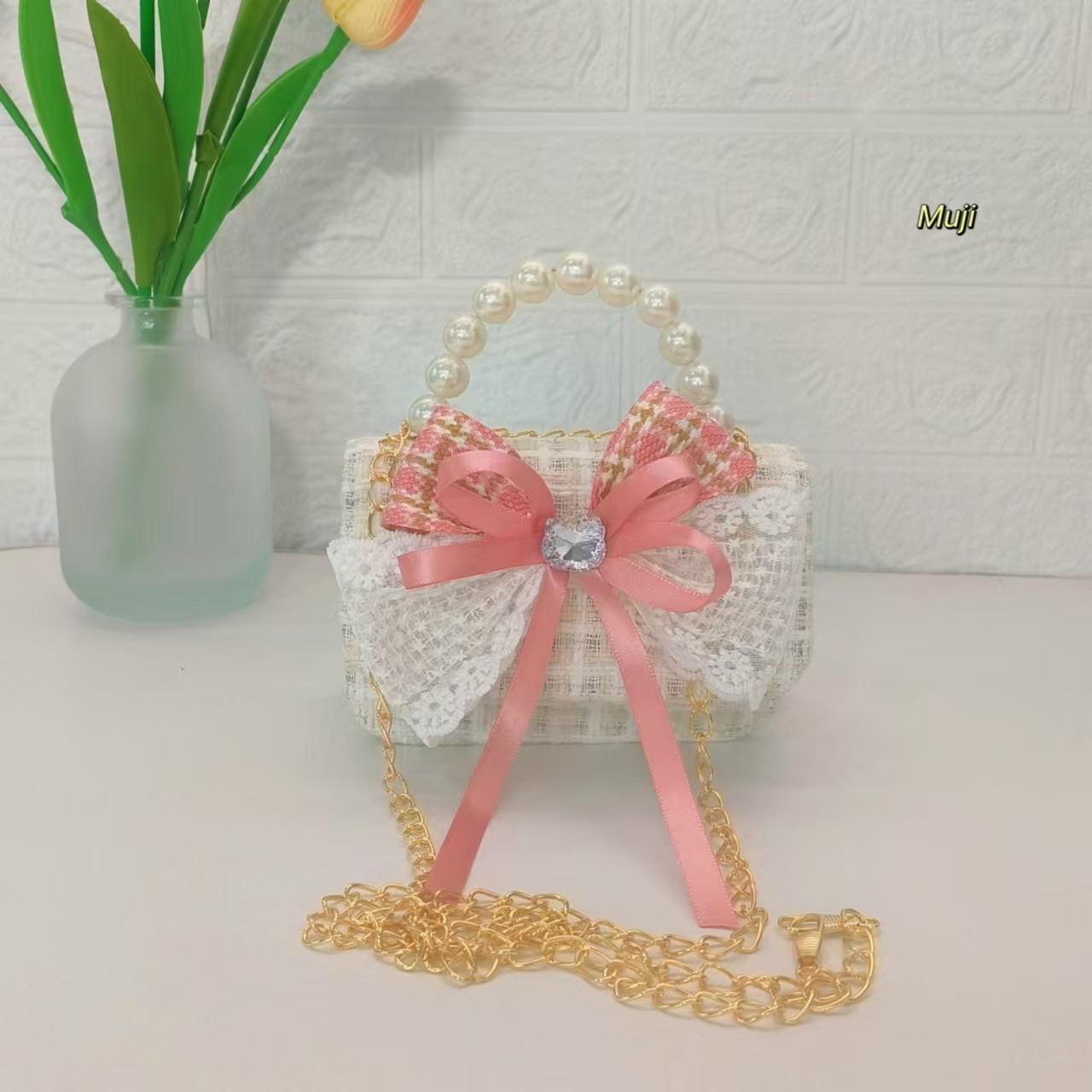 Bolso de perlas bolso de arco princesa bolso de cadena KT gato bolso de hombro pequeña niña bolso de mochila accesorios