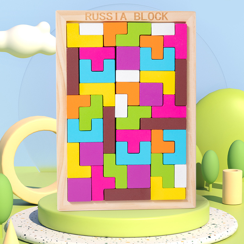 Espeso madera tridimensional Tetris puzzle niños espacio de pensamiento puzzle juguetes de construcción puzzle puzzle