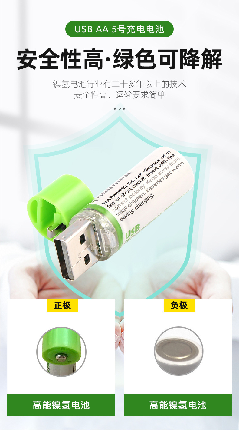 Wholesale USB Rechargeable Battery No. 5 No. 7 Fast Charge 1.2V Smart Lock Toy Remote Control Battery Drop Shipping