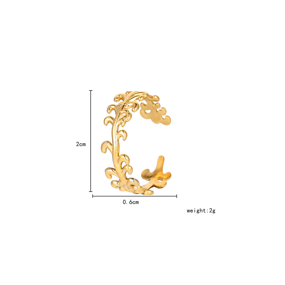 Style Simple Feuille Forme De Cœur La Plume Acier Inoxydable Évider Anneaux 1 Pièce display picture 6