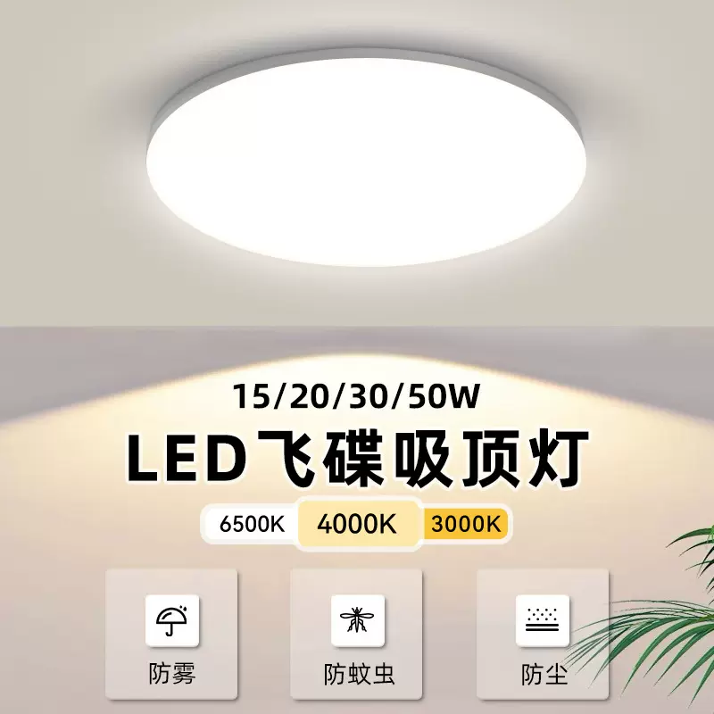 led吸顶灯 现代超薄圆形卧室灯走廊过道阳台房间客厅灯外贸跨境