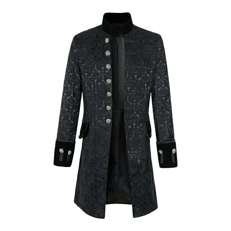 Comercio exterior Venta caliente de los hombres europeos y americanos abrigo ropa medieval color sólido moda Steampunk retro uniforme