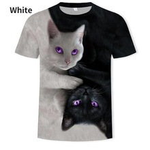 可爱小猫系列3D印花t恤 跨境新款成人儿童休闲短袖T恤外贸货源