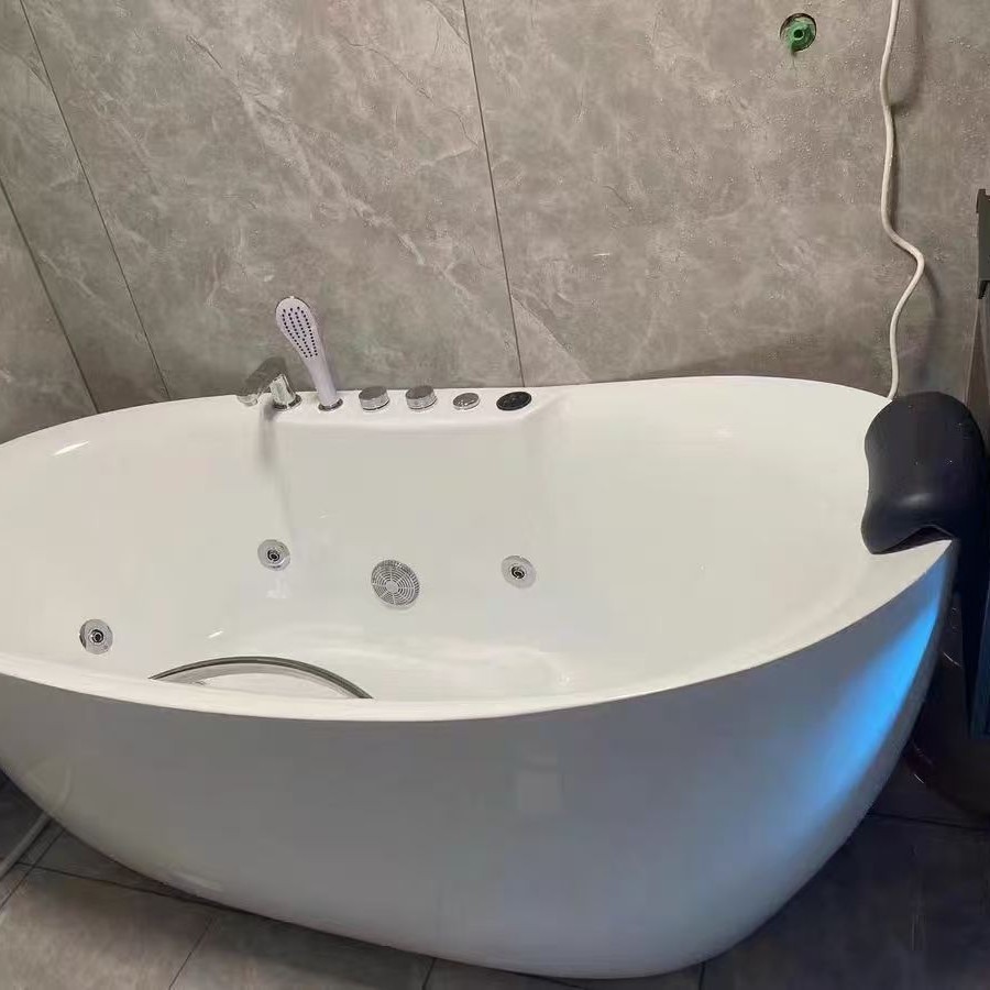 Fábrica de Foshan venta directa ovalada alta bañera acrílica hotel residencial popularidad en línea bañera independiente para adultos