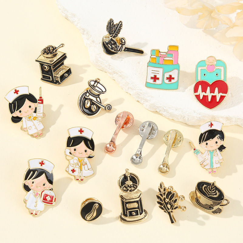 Cross-Border Wish Amazon European and American Creative Coffee Machine Round Coffee Latte Art Series Brooch Bag Accessories