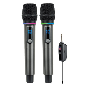 Wireless One-To-Two Microphone 2.4g Bluetooth Karaoke Home Audio Rgb Light Universal Wireless Microphone Portable